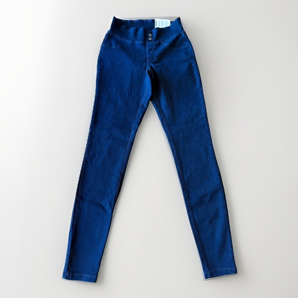 HUE Classic Smooth Denim Skimmer Leggings S Blackdigo Wash Skinny NWT